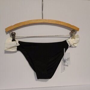 FOREVER 21 SWIMWEAR BLACK/WHITE COLORBLOCK BIKINI BOTTOM SIZE LARGE